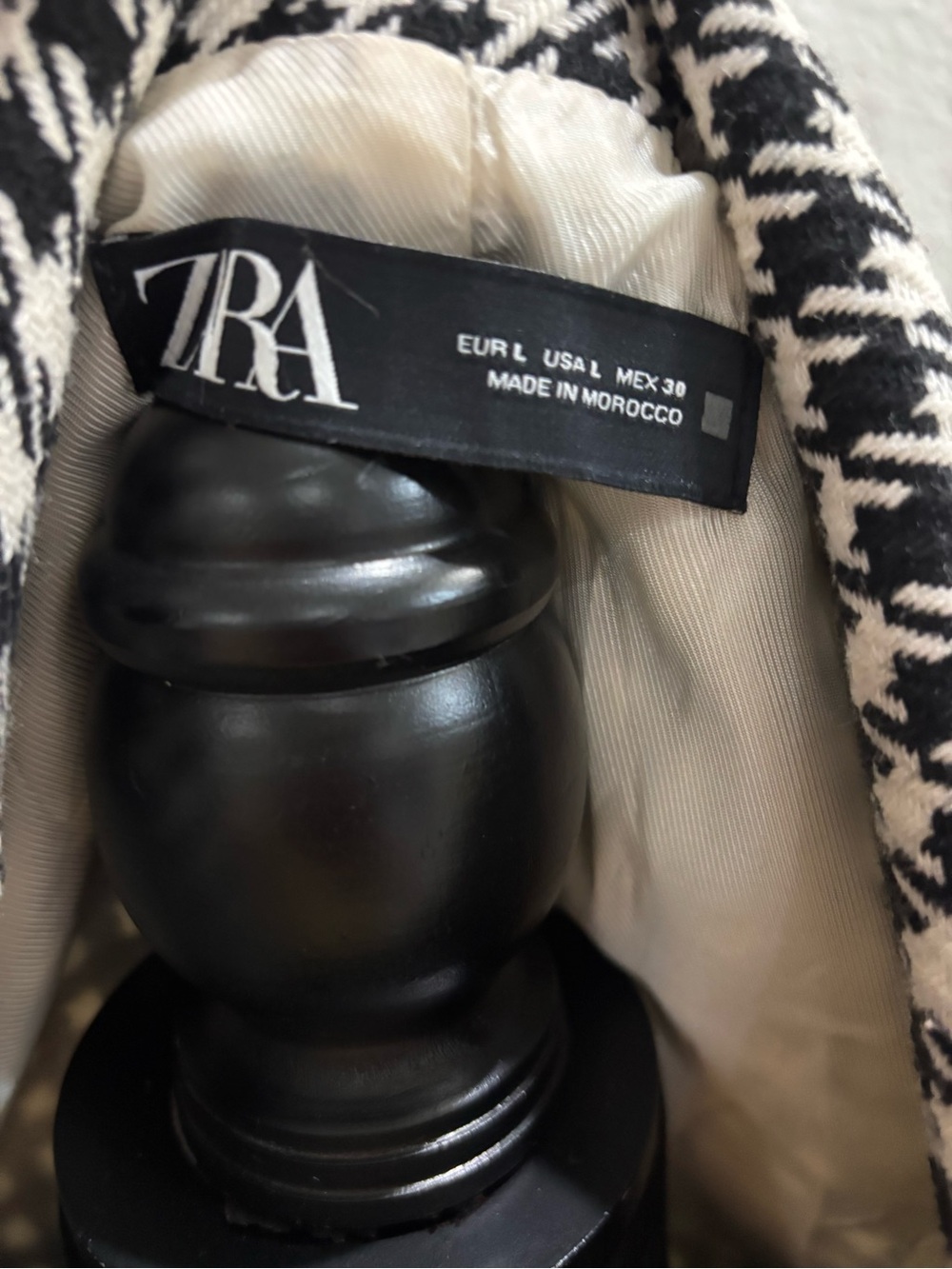Zara Black & White Houndstooth Double-Breasted Blazer - Picture 4 of 4